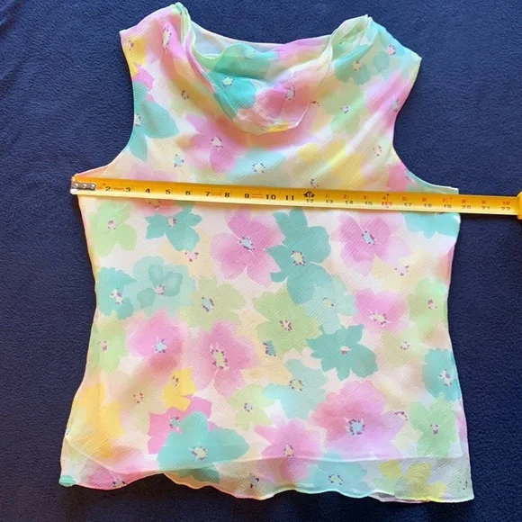 NEW Bob Mackie silk pastel floral blouse 12P - Picture 3 of 10